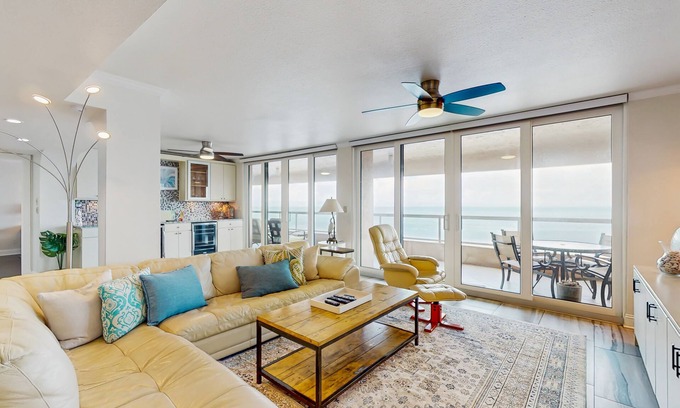 Sand Key Condo | Luxe penthouse with balcony, sweeping views, heated pool, spa, hot tub & gym