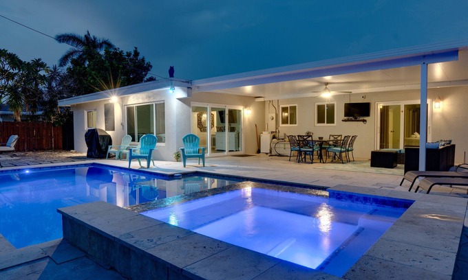 Deerfield Beach House | Luxurious private home with heated pool & spa . Five min to beach