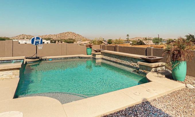 Estrella Mountain Ranch House | Luxury home with a pool, spa, fireplace, & private gas grill