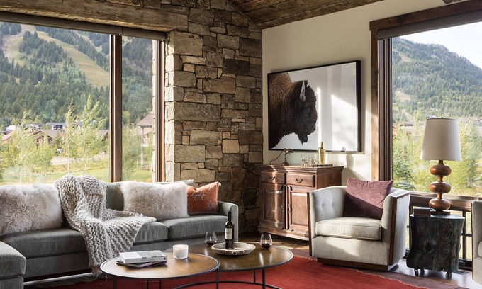 Teton Village Villa | Luxury home with expansive views of the slopes of Jackson Hole Mountain Resort.