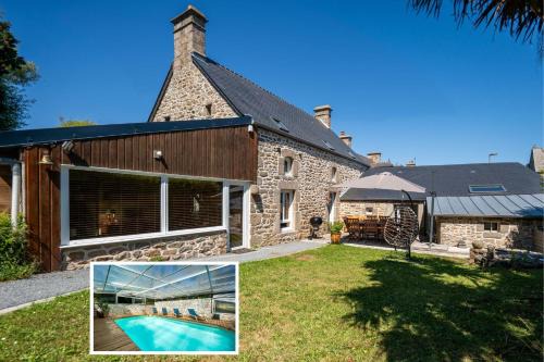 Montfarville House | Maison en pierre, piscine et jardin proche mer