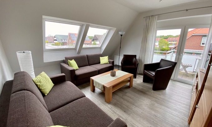 Norddeich Apartment | Maisonette-wohnung, Infrarot-sauna, 2 Schlafzimmer, 2 Bäder, 65m² bis zu 6 Pers