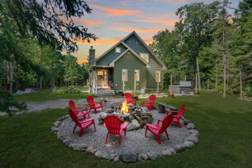 Conway House | Mitten Pines Cabin Hot Tub Fire Pit