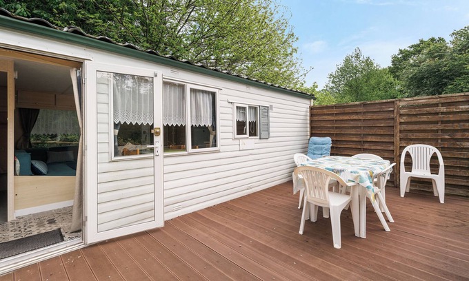 Pluduno RV Rental | Mobile Home 'Capacity 2 to 4 People' with Shared Pool and Private Terrace