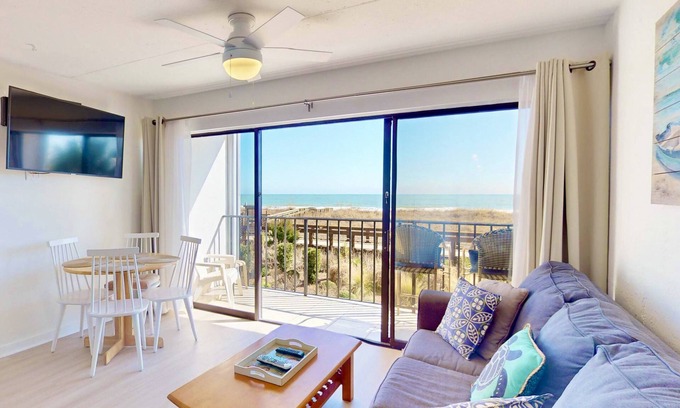 Carolina Beach Condo | Modern Oceanfront Condo | Steps to Beach & Boardwalk | Pool, Elevator, Private Beach Access