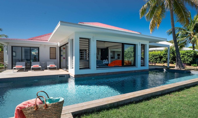 Saint-Francois Villa | Modern villa ZYX with private pool, open-air cinema and 180° sea view