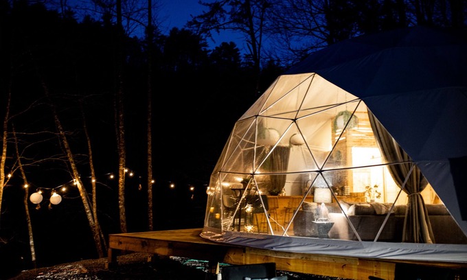 Cosby RV Rental | 🌙💃 Moon Dance Glamping Dome w/Hot Tub, Bath, Kitchen