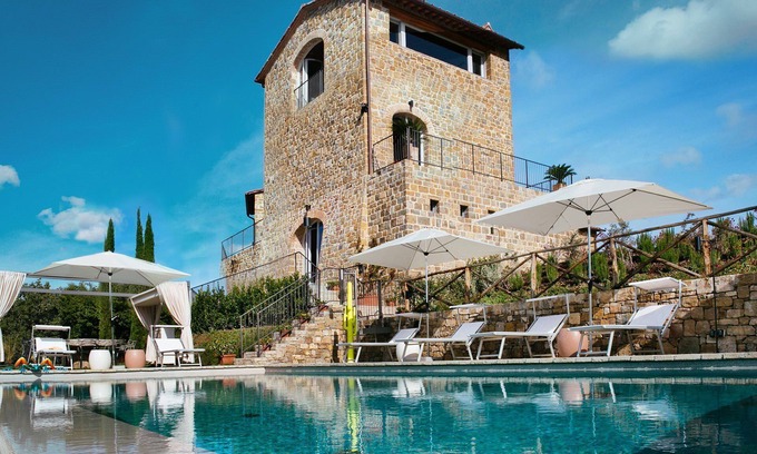 Radda in Chianti Villa | My Rental Homes - Villa Torre del Chianti with hited pool, Gym and wellness center