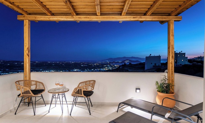 Naxos Town Villa | Naxos Romantic Villa Panoramic Sea Sunset view