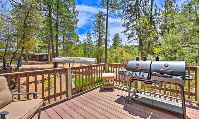 Strawberry House | Near Hiking Trails Woodsy Pine Cabin with Fire Pit