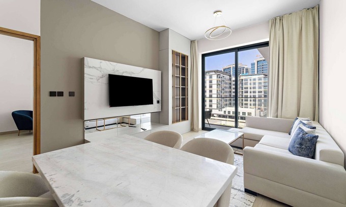 Al Barsha Apartment | New 1-Bedroom in Prime Gardens with pool and gym