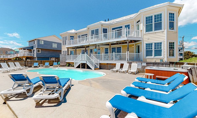 Sandbridge House | Oceanfront home with private pool, hot tub, amazing views, media room, game room