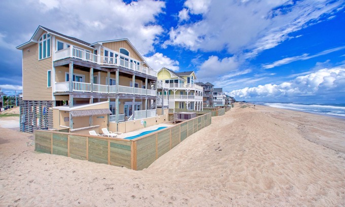 Avon House | Oceanfront home with ocean view, private hot tub, outdoor pool, & central AC