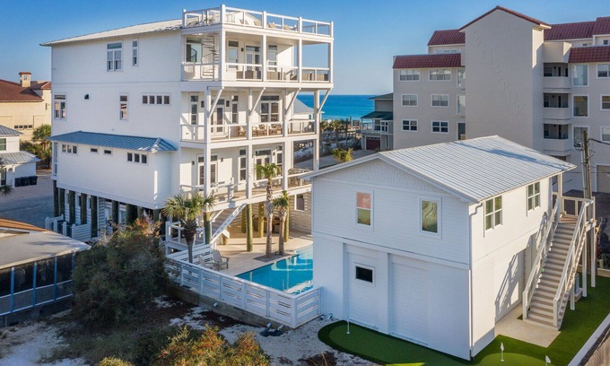 Miramar Beach House | Off The Hook - Gulf View, Private Pool, Main House + Guest House!