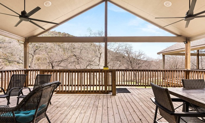 New Braunfels House | Open to Guests, Praying for TX - Riverfront Retreat, Outdoor Bar & Kitchen, Grill, Two Large Decks
