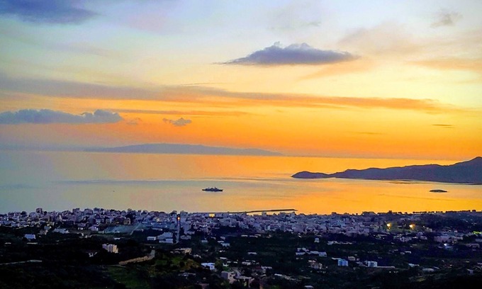 Grambia Villa | Panoramic Seaview Traditional Greek Mountain Villa with mature garden and pool