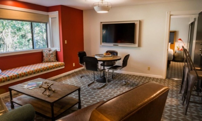 Live Oak Hotel | Peaceful Forest Suite: Enjoy Evening at Fireside & Outdoor Pool