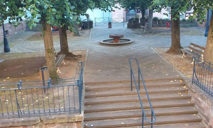 Saverne Apartment | "Place Monet", a pretty, tree-lined square in the center of town.