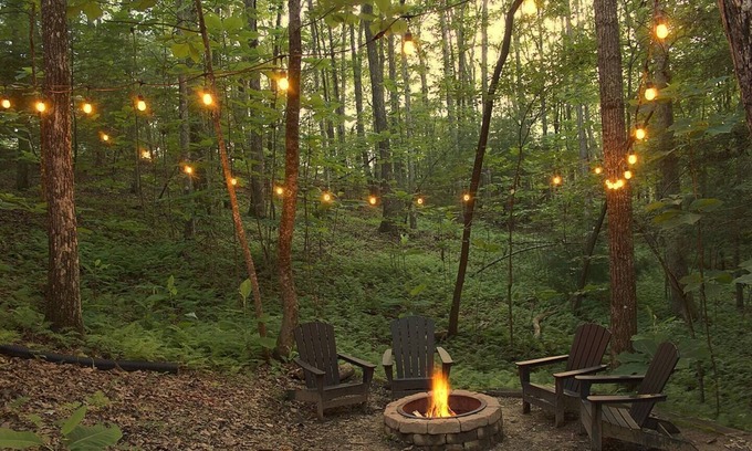 Primrose Cabin | Private Identical Bedrooms Attached Baths, Firepit, Hot Tub, Wooded View