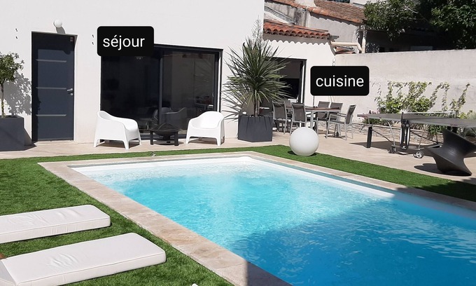 12th Arrondissement Villa | Quiet modern villa, 4bed swimming pool/pool,Marseille st Barnabé/st Julien 140m2