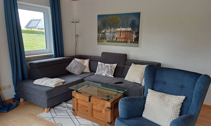 Obernzenn House | Quietly situated vacation home with a fantastic view. Bathing lake 5 min away.