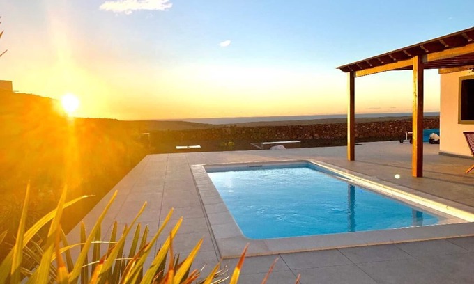 Tindaya House | Relax in Tranquil Tindaya with Heated Pool and Great Views
