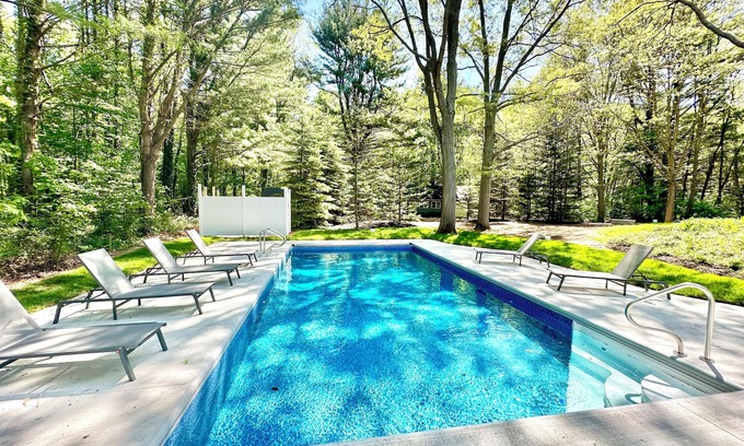 Saugatuck House | Renovated Golf Course Home w/Heated Private Pool, Hot Tub and Firepit