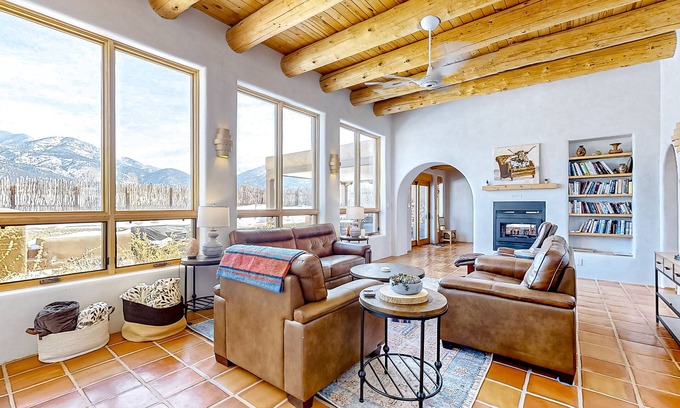 Arroyo Seco House | Renovated mountain-view villa with private hot tub, roof deck, & enclosed yard