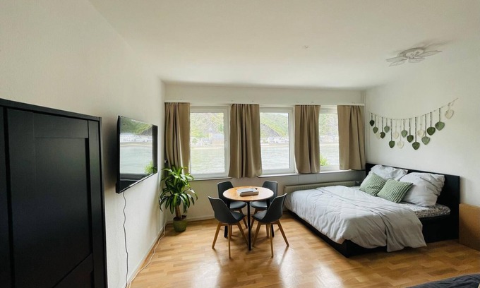 Sankt Goar Apartment | Rheinromantik mit Blick auf die Burg Katz, bis 4P