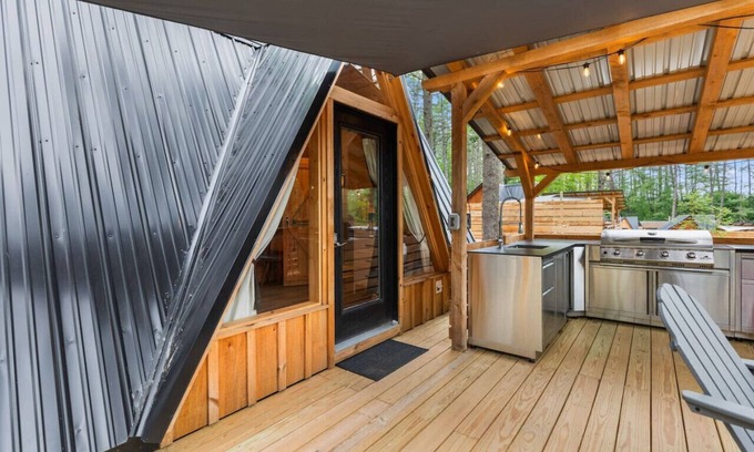 Oxford Cabin | Rustic A-Frame Getaway with Hot Tub
