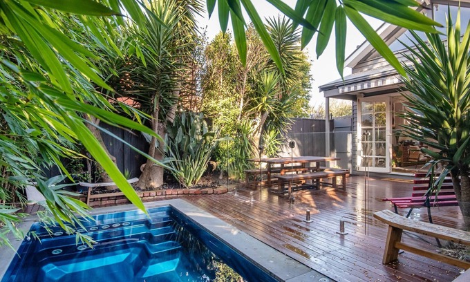 Sandringham House | Sandy Village Retreat Heated Pool Bay Views