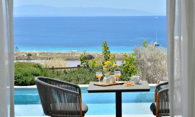 Stelida House | Sea View Suite with Jet Tub Pool | Mythology Naxos