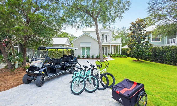 White's Gulfview House | Seacrest Pearl Coastal Retreat – Peaceful Getaway | Private Pool, Golf Cart & Steps to Beach