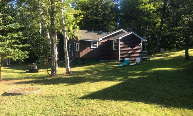 Mount Chase Cabin | Secluded Waterfront Camp Lower Shin Pond Maine