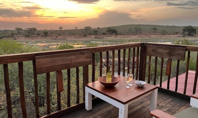 Marloth Park Cabin | See the Big 5 from the viewing deck of this incredible riverside bush lodge!