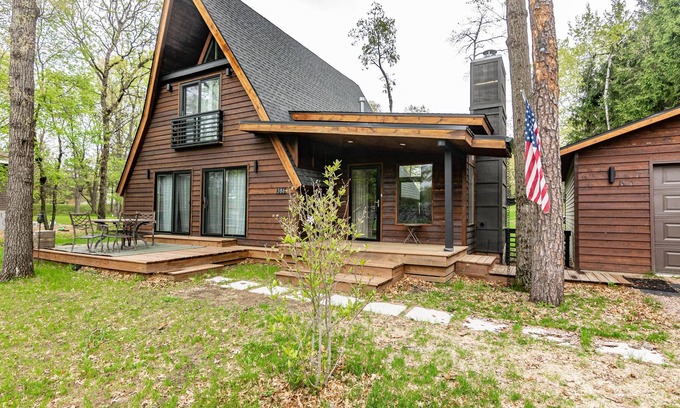 Nekoosa House | Sherwood Retreat Modern A-Frame sleeps 6 Town of Rome, WI with Lake Sherwood Access