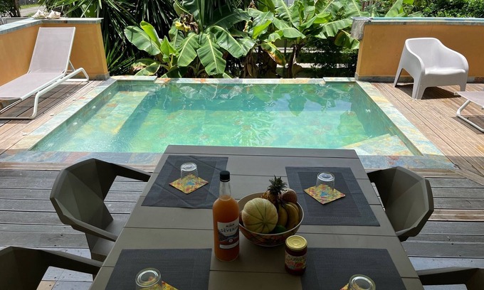 Sainte-Rose Cottage | Small villa with private spa pool, 200 meters from the beach