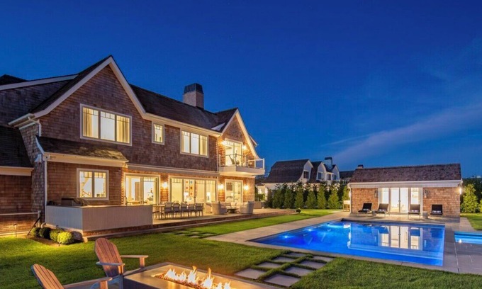 Southampton House | Spacious Southampton estate with pool, hot tub, fire pit, and seamless.