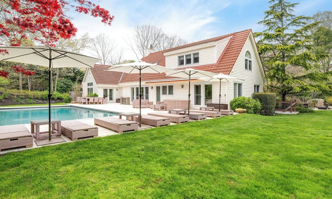 Wainscott Woods House | Spacious Wainscott Escape with Private Pool, Spa, and Luxurious.