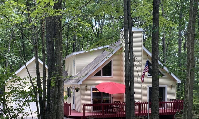 Higgins Lake Ski Chalet | Spacious wooded chalet minutes from beaches