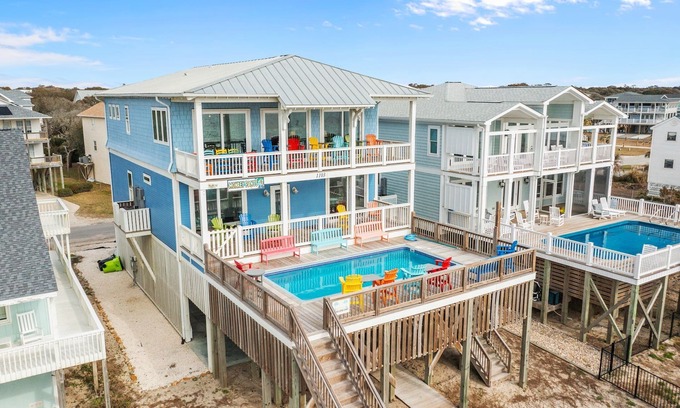 Yaupon Beach House | Spectacular Oceanfront Home w/Private Pool & Elevator Overlooking the Pier