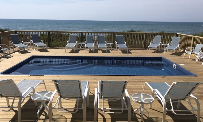 Sneads Ferry House | Spectacular 9 Bedroom Luxury Oceanfront sleeps 40 Heated Pool* + Hot Tub*!