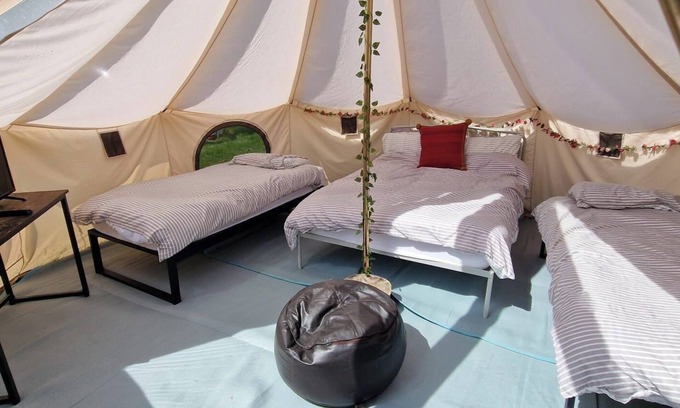Dwyran Cabin | Star Gazing Cozy Hot Tent with heater and tv