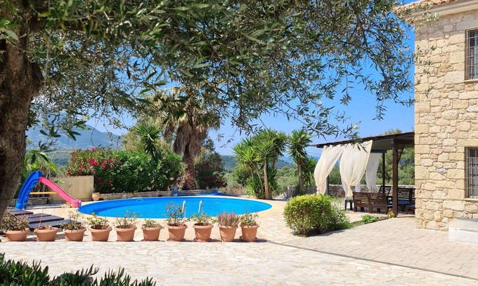 Ano Kalon Neron Villa | Stone Family Villa & Pool near Sandy Sea Turtle Beaches & Ancient Sites