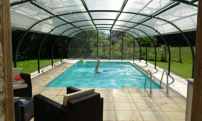 Saint-Antonin Noble Val House | Stone house with private indoor heated swimming pool, sauna, air conditioning