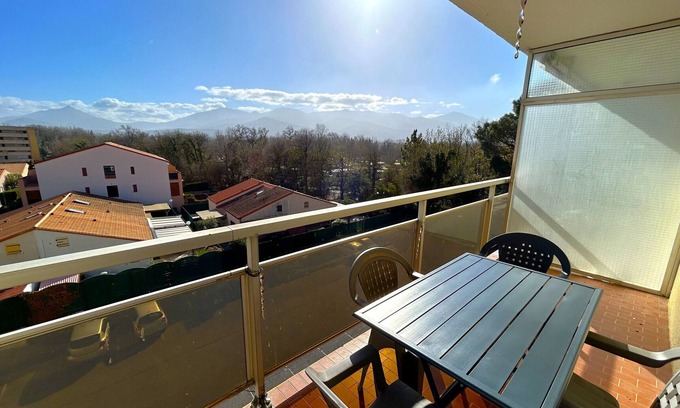 Argeles Plage Apartment | Studio with air conditioning, balcony, near the beach