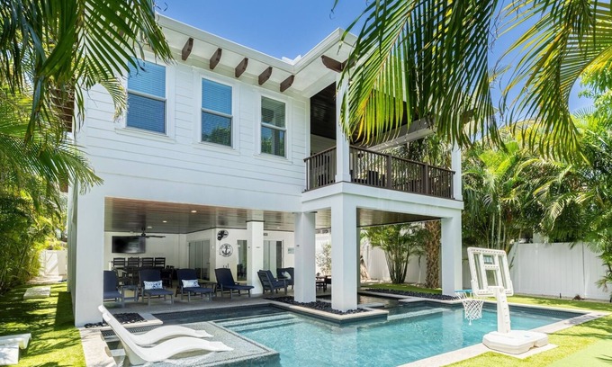 Anna Maria House | Stunning new luxury home, pool + spa, walk to the beach! Summer awaits!