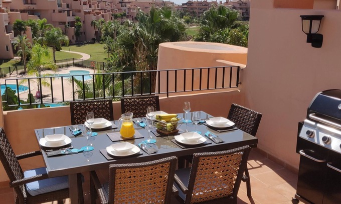 Torre-Pacheco Apartment | Stunning Top Floor 3 Bed Apartment with Sunny Terrace & Pool View