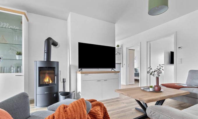 Busum Apartment | Sundowner - Terrasse, Kaminofen, Dusche, Infrarotkabine, Fußbodenheizung