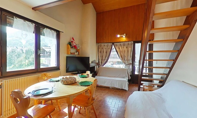 Le Grand-Bornand Apartment | Sunny 2BR Mezzanine Apt with Mountain Views, Fireplace, Near Shops & Lifts, Sleeps 6